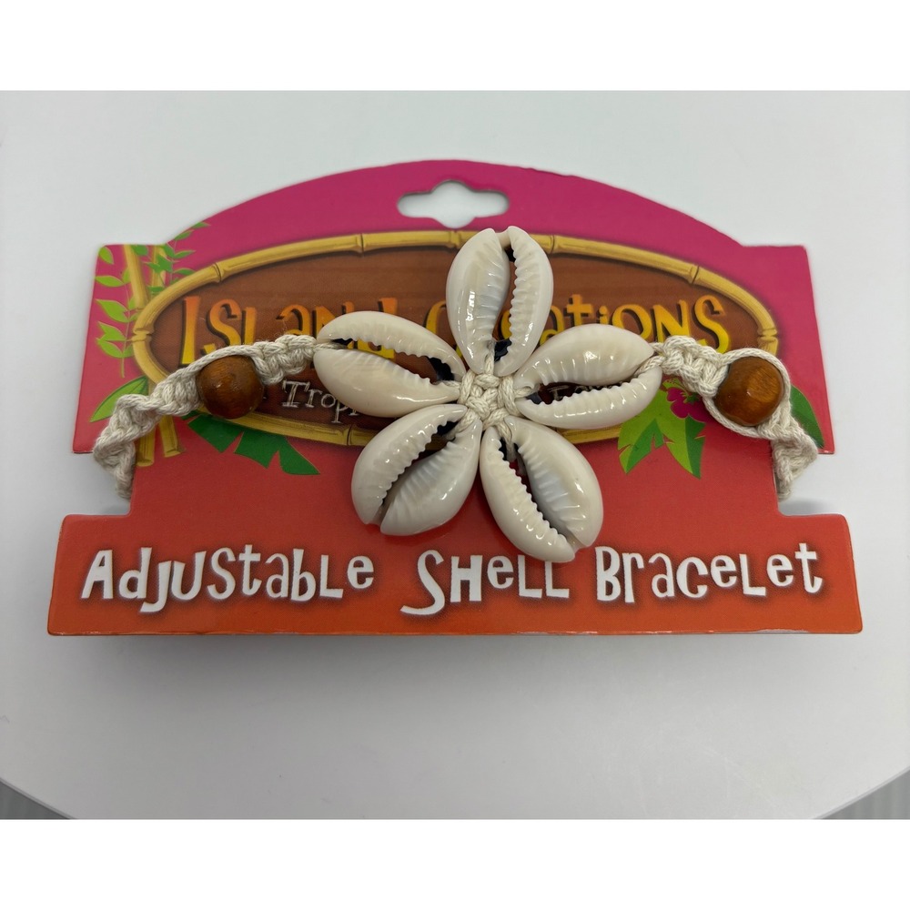 Island‎ Creations Shell Bracelet Adjustable Macrame Beachy Summer Jewelry